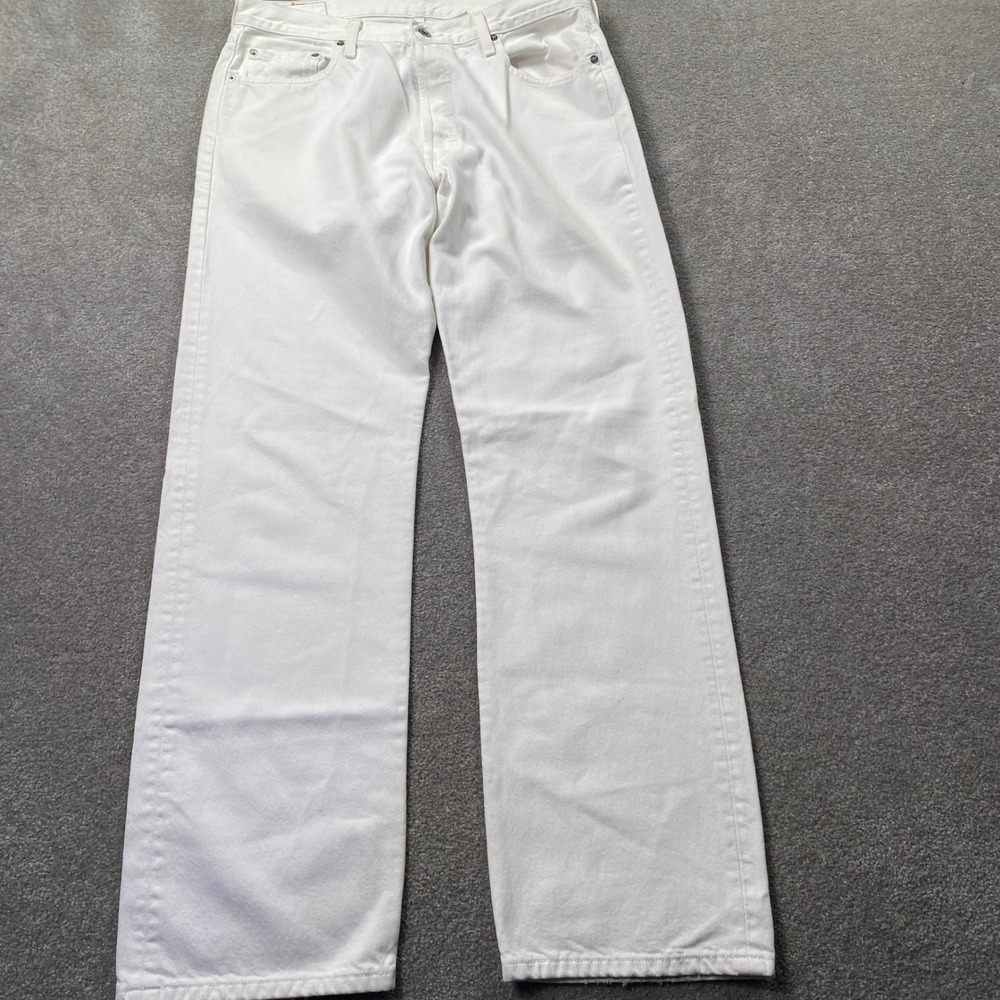 Levi's 501 Original Fit Jeans Mens 36x34 White Straight Leg Button Fly Denim